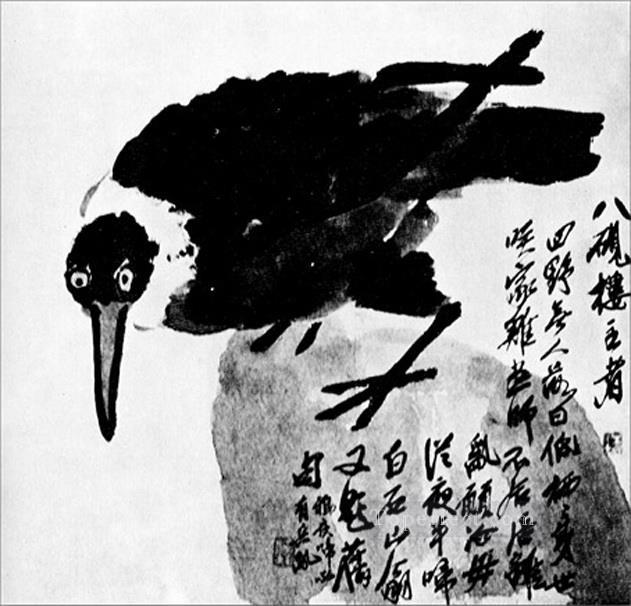 Qi Baishi a bird with a white neck old China ink Oil Paintings